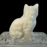 Mosser White Milk Glass Fluffy Kitten Cat  Figure Marked New USA