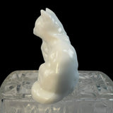 Mosser White Milk Glass Fluffy Kitten Cat  Figure Marked New USA