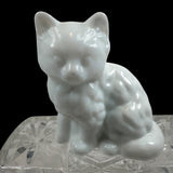Mosser White Milk Glass Fluffy Kitten Cat  Figure Marked New USA