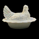 Hen On Nest Carnival Milk Glass 7” Mosser New Vintage Farmhouse Style Candy Dish