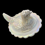 Hen On Nest Carnival Milk Glass 7” Mosser New Vintage Farmhouse Style Candy Dish