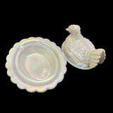 Hen On Nest Carnival Milk Glass 7” Mosser New Vintage Farmhouse Style Candy Dish