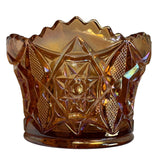 Mosser Finger Bowl Rose Gold Carnival Glass Star Pattern New USA 3.5” Tall