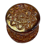 Mosser Finger Bowl Rose Gold Carnival Glass Star Pattern New USA 3.5” Tall