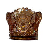 Mosser Finger Bowl Rose Gold Carnival Glass Star Pattern New USA 3.5” Tall
