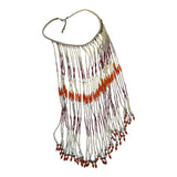 Collar Waterfall Red White Multi Strand Handmade Seed Bead Statement Necklace