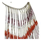 Collar Waterfall Red White Multi Strand Handmade Seed Bead Statement Necklace