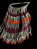 Collar Waterfall Red White Multi Strand Handmade Seed Bead Statement Necklace