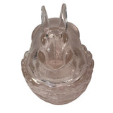 Mosser Bunny On A Basket Art Glass Rabbit Nest Pink Covered Dish New USA