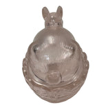 Mosser Bunny On A Basket Art Glass Rabbit Nest Pink Covered Dish New USA