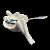 Mosser Art Deco Style Woman White Milk Glass Soap Dish Jewelry Caddie Spoon Rest