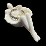 Mosser Art Deco Style Woman White Milk Glass Soap Dish Jewelry Caddie Spoon Rest