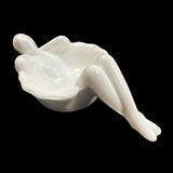 Mosser Art Deco Style Woman White Milk Glass Soap Dish Jewelry Caddie Spoon Rest