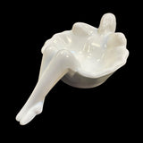 Mosser Art Deco Style Woman White Milk Glass Soap Dish Jewelry Caddie Spoon Rest