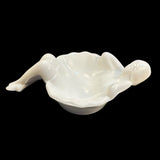 Mosser Art Deco Style Woman White Milk Glass Soap Dish Jewelry Caddie Spoon Rest