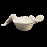 Mosser Art Deco Style Woman White Milk Glass Soap Dish Jewelry Caddie Spoon Rest