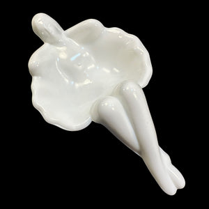 Mosser Art Deco Style Woman White Milk Glass Soap Dish Jewelry Caddie Spoon Rest