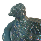 Mosser Hen On Nest Art Glass Carnival Georgia Blue 7” New Farmhouse Chicken Candy Dish New