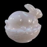 Mosser Crown Tuscan Bunny On A Basket Rabbit Nest Pink Covered Dish New USA