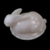 Mosser Bunny On A Basket Art Glass Rabbit Nest Tuscan Crown Pink Covered Dish New USA