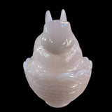 Mosser Bunny On A Basket Art Glass Rabbit Nest Tuscan Crown Pink Covered Dish New USA