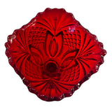 Mosser Ruby Red Glass Diamond Cut Vase Partial Glow New USA