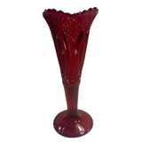Mosser Ruby Red Glass Diamond Cut Vase Partial Glow New USA