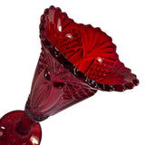 Mosser Ruby Red Glass Diamond Cut Vase Partial Glow New USA
