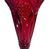 Mosser Ruby Red Glass Diamond Cut Vase Partial Glow New USA