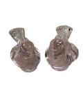 Mosser Birds Art Glass Clear Pink Set of 2 USA  3” Gift New Mother Teacher Sister Daughter