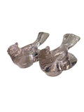 Mosser Birds Art Glass Clear Pink Set of 2 USA  3” Gift New Mother Teacher Sister Daughter