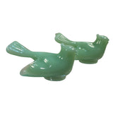 Mosser Birds Art Glass Jade Jadeite Green USA 3” Gift Set New