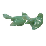 Mosser Birds Art Glass Jade Jadeite Green USA 3” Gift Set New