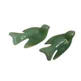 Mosser Birds Art Glass Jade Jadeite Green USA 3” Gift Set New