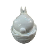 Mosser Bunny On A Basket Art Glass Rabbit Milk Glass Nest White Covered Dish New USA