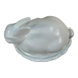 Mosser Bunny On A Basket Art Glass Rabbit Milk Glass Nest White Covered Dish New USA