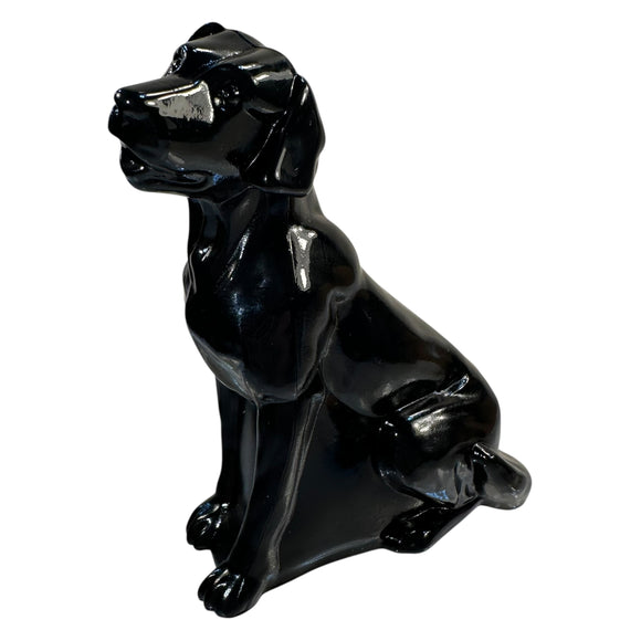 Mosser Labrador Art Glass Black Lab Dog Figurine Paperweight USA New Hunt Pet