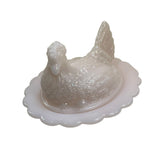 Mosser Hen On Nest Art Glass Chicken Crown Tuscan Pink 7” New Farmhouse Style