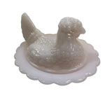 Mosser Hen On Nest Art Glass Chicken Crown Tuscan Pink 7” New Farmhouse Style
