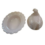 Mosser Hen On Nest Art Glass Chicken Crown Tuscan Pink 7” New Farmhouse Style
