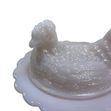 Mosser Hen On Nest Art Glass Chicken Crown Tuscan Pink 7” New Farmhouse Style