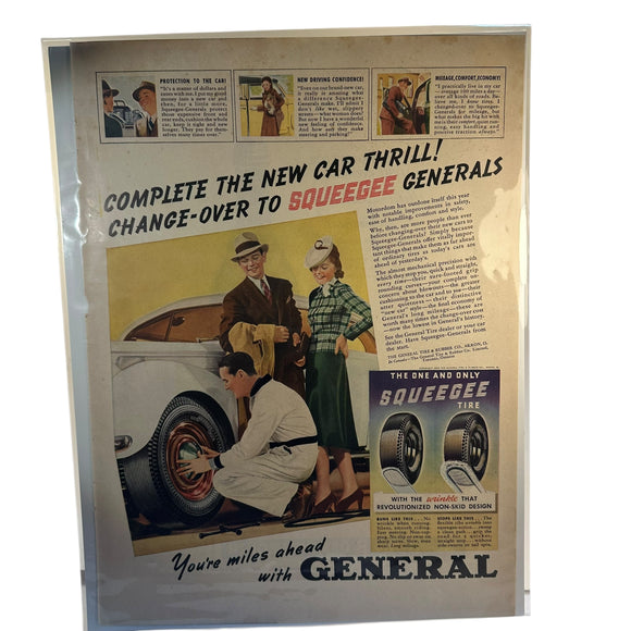 1939 General Squeegee Tires Original Vintage Print Advertisement Transportation
