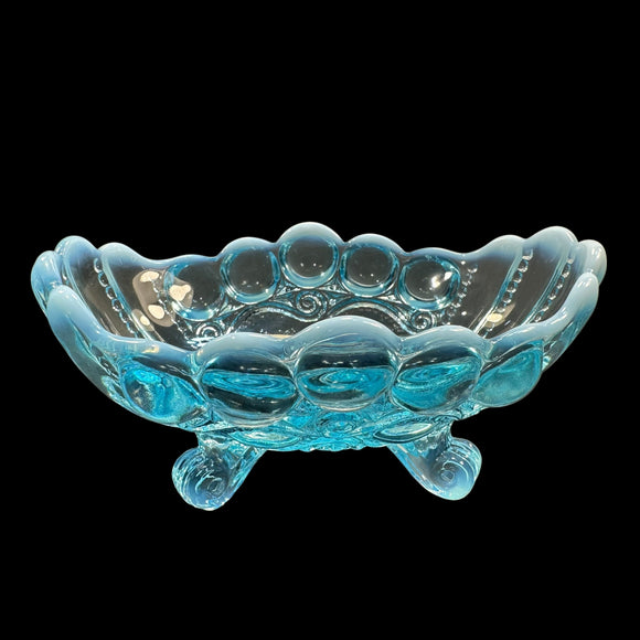 Mosser Eye Winker Blue Opalescent Jam Candy Nut Jewelry Caddie Dish New
