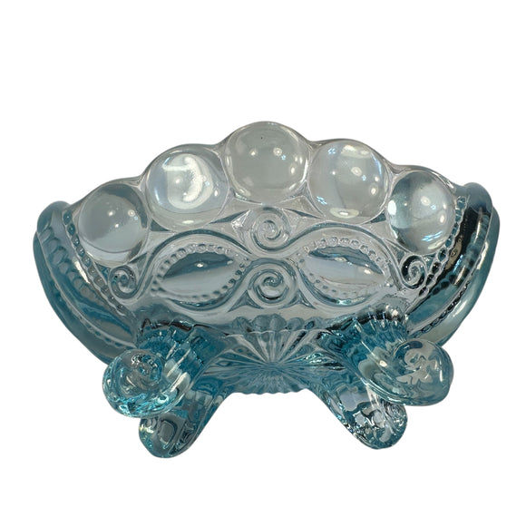 Mosser Eye Winker Blue Opalescent Jam Candy Nut Jewelry Caddie Dish New