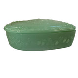 Mosser Large Heart Glass Box Jadeite Green Strawberry Jewelry Trinket New USA