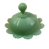 Mosser Jadeite Green Round Candy Dish 3 Footed With Dome Lid New USA
