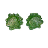 Pair Mosser Glass Trees Green Carnival Iridescent 2.75” USA New Evergreen