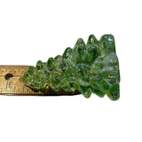 Pair Mosser Glass Trees Green Carnival Iridescent 2.75” USA New Evergreen