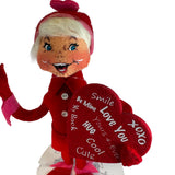 Annalee Messages Of Love Valentines Red Felt Elf Doll  Poseable New 10”