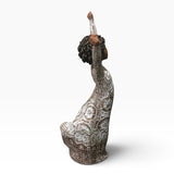 Willow Tree “Courageous Joy” Handcrafted Figurine Of Woman With Raised Arms Intricate White Patterns On Brown Finish Cultural Art Decor New